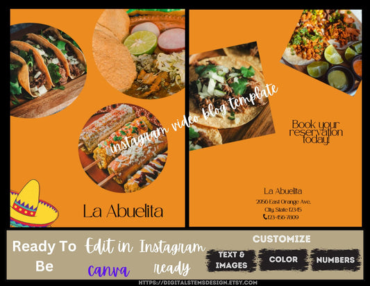 ¡Plantilla editable de Canva para destacar tus reseñas de restaurantes en Instagram! #FoodBloggersUnite
