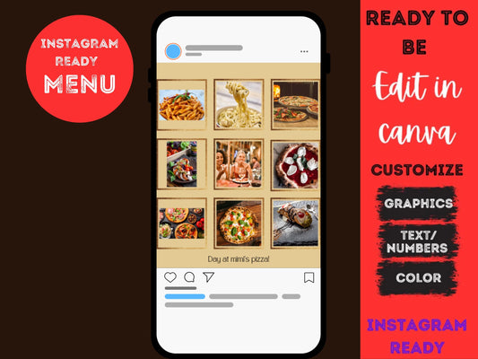 Plantilla personalizable para blog gastronómico de Instagram. Plantilla de vídeo editable para blog gastronómico de Instagram. Editable en Canva. #restaurantreview #instagram