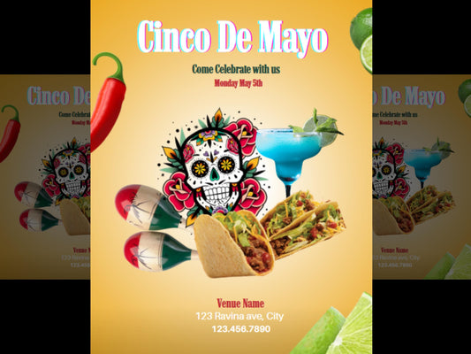 Plantilla de volante del Cinco de Mayo, plantilla digital Canva de Instagram editable, folleto del restaurante del Cinco de Mayo, plantilla de comida para comida mexicana