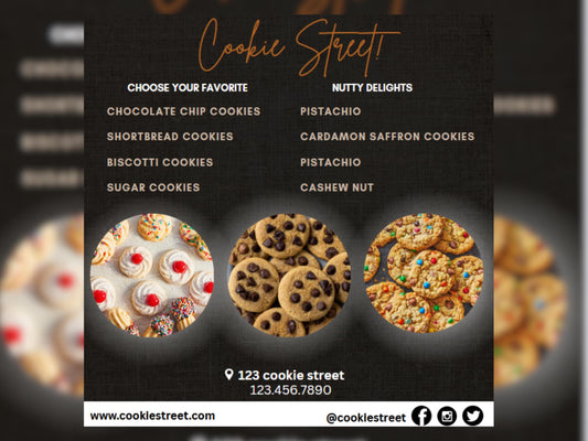 Plantilla editable de volante de menú de galletas para Instagram | Volante para negocios de galletas | Descarga digital de Canva